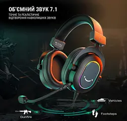 Игровые наушники с микрофоном Fifine H-6B RGB USB 7.1 Black - мініатюра 3