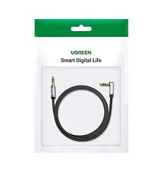 Аудіо-кабель кутовий Ugreen AV119 3.5mm Male to 3.5mm Male оплетення нейлонове 3 метри чорний (UGR-10728) - мініатюра 2