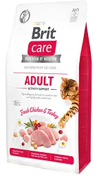 Беззерновой сухой корм для уличных и активных кошек Brit Care Cat GF Adult Activity Support, со свежей курицей и индейкой, 7 кг