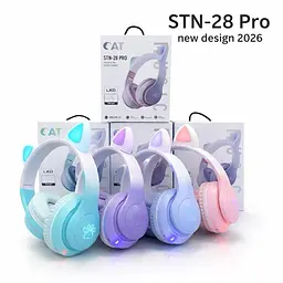 Бездротові навушники з вушками STN-28 Pro, Bluetooth, зі світлом (в асортименті) - мініатюра 2