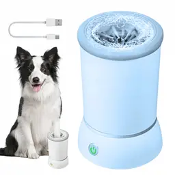 Автоматична лапомийка для собак Pet Foot Wash W01, акумуляторна, з м’якими щітками, синя - мініатюра 2