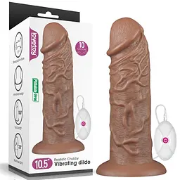Вибратор Lovetoy Realistic Chubby Vibrating Dildo Brown 10.5 Реалистичный, 26.6х6.4 см коричневый - миниатюра 5