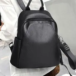 Жіночий класичний шкіряний рюкзак чорний міського типу 85378 Tiding Bag