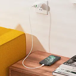 Мережевий зарядний пристрій 1 USB + Type-C Hoco N5 PD20W +QC 3.0 3 A White + Cable Type-C to Type-C - мініатюра 5