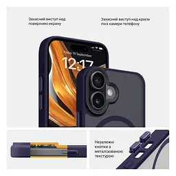 Чехол для Apple iPhone 16, Uniq MagCase, синий, противоударный, панель-накладка с MagSafe, ударопрочный TPU+PC, с магнитом MagSafe, поддержка полноценной беспроводной зарядки, ArmorStandart (ARM79497) - мініатюра 3