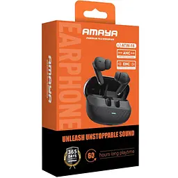 Бездротові TWS навушники Amaya ATW-18 ANC+ENC Black - мініатюра 2