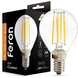 Світлодіодна лампа Feron LB-61  P45 230V 4W E14 2700K (25578)