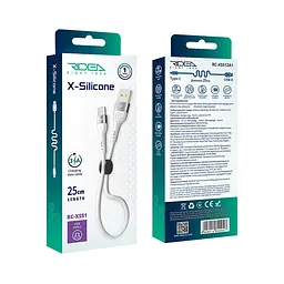 Кабель для подзарядки USB Ridea RC-XS51 X-Silicone USB-Type C 60W 20V/3A 0.25m Белый - миниатюра 2