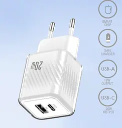 Зарядний пристрій WUW 20W адаптер блок живлення WUW C226 QC3.0 USB Type-C Білий - мініатюра 3