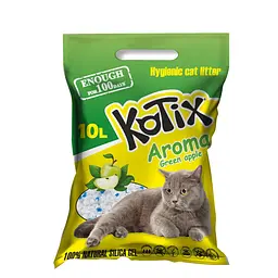 Силікагелевий наповнювач Kotix Green Apple з ароматом зеленого яблука для котячого туалету 10 л