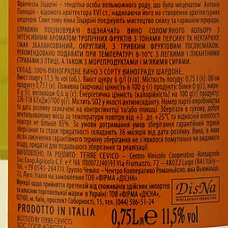 Вино Sizarini Chardonnay Rubicone IGT, біле, сухе, 0,75 л - мініатюра 3