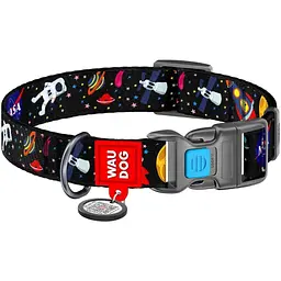 Нашийник для собак Waudog Nylon NASA, з QR-паспортом, пластиковый фастекс, L, 31-49х2,5 см