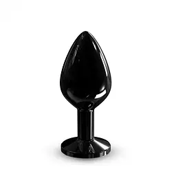 Металева анальна пробка з прикрасою у вигляді кристала Dorcel - Diamond Plug, чорна М