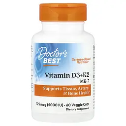 Витамин D3+K-2 Vitamin D3+K2 MK-7 60 капсул Doctor's Best vit0006364