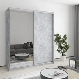 Шафа-купе дводверна MebelStar Уні AL ДСП/Дзеркало 180x60x210 см Бетон (MBS-2631)