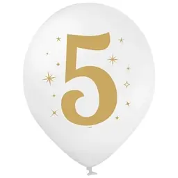 Кулька ММ 12" (30см) Цифра "5" на білій кулі BelBal 258-0397