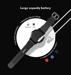Смарт-годинник дитячі LEMFO LT32 GPS 4G з камерою WI-FI GPS SIM-карта силіконовий ремінець Black Red (17453) - мініатюра 8