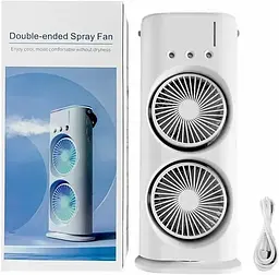 Вентилятор настільний подвійний з охолодженням Double-ended Spray Fan LED-підсвічування 3 швидкості, розпилювач водяного туману - мініатюра 4