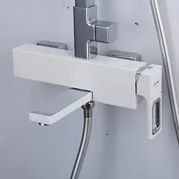 Душова система Gappo G2417-8, вилив - перемикач на лійку, білий/хром, Хром - мініатюра 3