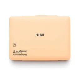 Набір гуашевих фарб HIMI Twin Cup 48x12 мл, 3 пензлі, персиковий пластиковий пенал (6976939681082) - мініатюра 7