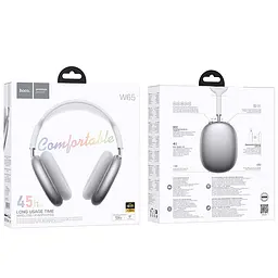 Навушники Hoco бездротові накладні W65 Happy BT headphones сріблясті - мініатюра 2
