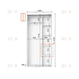 Шафа-купе Idea серія 5 100 x 45 x 210 см Білий Дзеркало - мініатюра 2