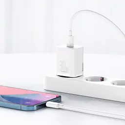 Мережевий зарядний пристрій Baseus Super Silicone PD 30W Type-C White (CCSUP-J02) [78686] - мініатюра 7