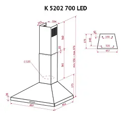 Витяжка купольна PERFELLI K 5202 BL 700 LED - мініатюра 11