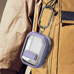 Футляр протиударний Locking Button для навушників Airpods Pro Light Purple - мініатюра 6