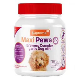 Вітаміни Maxi Paws пивні дріжджі з часником для собак дрібних порід, 110 табл. × 0,5 г