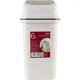Відро для сміття MBM My Home з кришкою 6 л сіре (BIN-12 6L GRAY)