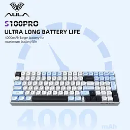 Механічна ігрова клавіатура Aula S-100 PRO Wireless White-Black ENG/UKR Red Switch Hot-Swap USB, 2.4G, Bluetooth - мініатюра 9