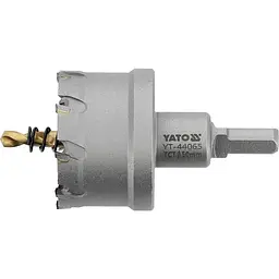 Свердло коронка по металу TCT Yato Ø50x103 мм товщина до 25 мм з напрямним 6-гранний хвіст 3/8 (YT-44065) - мініатюра 2