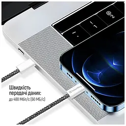Дата кабель USB-C to Lightning 2.0m (PDF Fast Charging 27W) black ColorWay (CW-CBPDCL068-BK) - мініатюра 10