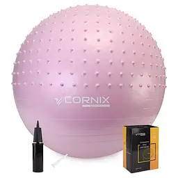 М'яч для фітнесу (фітбол) Cornix 65 см напівмасажний Anti-Burst Light Pink XR-0481