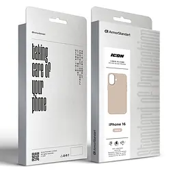 Силиконовый чехол для Apple iPhone 16, ICON2 Case, бежевый, противоударный, панель, защита всего корпуса, матовая поверхность Soft Touch, выступает над дисплеем, совместим с защитными стеклами и пленками, с микрофиброй, ArmorStandart (ARM79625) - мініатюра 9