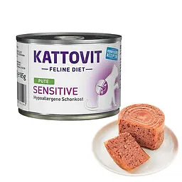 Вологий лікувальний корм для котів Kattovit Veterinary Sensitive Turkey 185г з індичкою для чутливого травлення