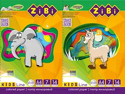Кольоровий двосторонній папір А4 14 арк 7 кольорів KIDS Line для творчості (ZB.1909) в асортименті