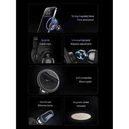 Автомобільний утримувач холдер Baseus C01 Magnetic Phone Holder Air Outlet Version SUCC000101 Black - мініатюра 7