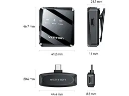 Мікрофонна радіосистема для смартфона Vention USB-C 2-Pack Wireless Lavalier Black (NCBB0) - мініатюра 2