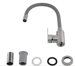 Змішувач для кухні Brinex Pure 015F3 з гнучким виливом Nickel/Grey BRIPUR015F3NKG - мініатюра 3