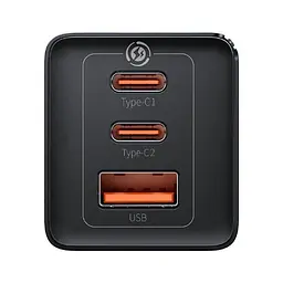 Адаптер мережевий 65 W Baseus Gan5 Pro CCGP120201 3 порти: USB +2 Type-C - мініатюра 3