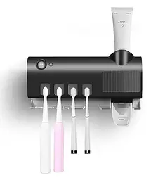 Стерилізатор тримач для зубних щіток на 4 секції з дозатором Multi-function Toothbrush Sterilizer UV, Yu Xin Чорний 86601 - мініатюра 3