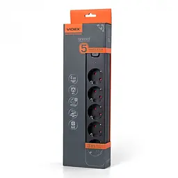 Мережевий подовжувач Videx Oncord з/з 5 п 3 м (3x1.5 мм) з кнопкою чорний (VF-PD53G-B) - мініатюра 11