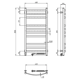 Електрична рушникосушка Navin Avalon 480x1000 Sensor права, чорний муар 10-043153-5010, Чорний матовий, Праве, Електронний - мініатюра 8