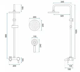 Душова система з виливом Rea Luis brushed copper REA-P7156 - мініатюра 8