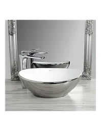 Умивальник Rea Sofia silver/white накладний REA-U0420, Хром - мініатюра 2