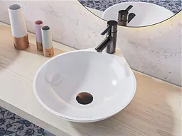 Умивальник Miraggio FLORENCE (0000197) Miramarble, Глянцевий, Накладний, Білий - мініатюра 6
