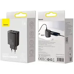 Зарядний пристрій Baseus Compact Quick Charger 2U + C 30W EU Black (CCXJ-E01) - мініатюра 4