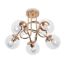 Люстра стельова LED Levistella 7529910-5 GOLD+CL, 5 плафонів, E27, золотий метал, прозоре скло, сучасний стиль для дому